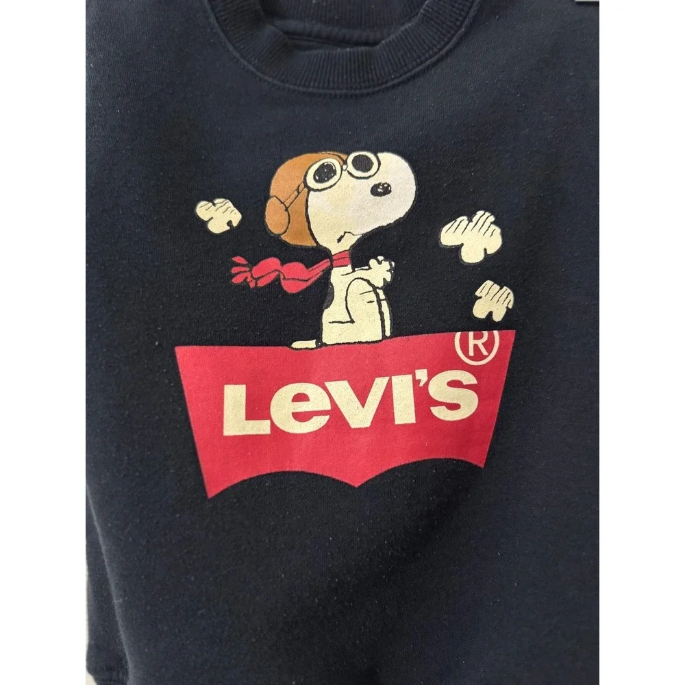 Levis x Peanuts‎ Snoopy Flying Ace Black Sweatshirt Kids Size 3T 917846131951